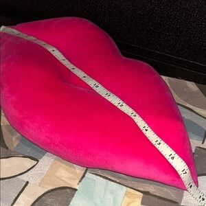 Pink Lip-Shaped Accent Pillow